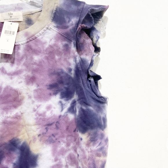 NWT Anthropologie T.La Ruffled Sweatshirt Tank Purple Tie Dyed - Picture 6 of 11